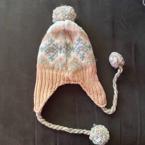 *G.H. BASS & CO* Pink Pom Earflap Braid Beanie Hat